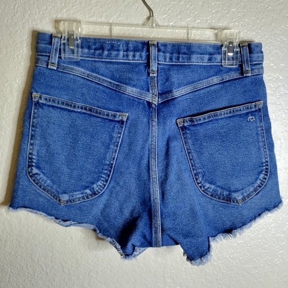 Rag & Bone High Rise Exposed Button Fly Raw Hem Denim Shorts Size 28 - Picture 3 of 7